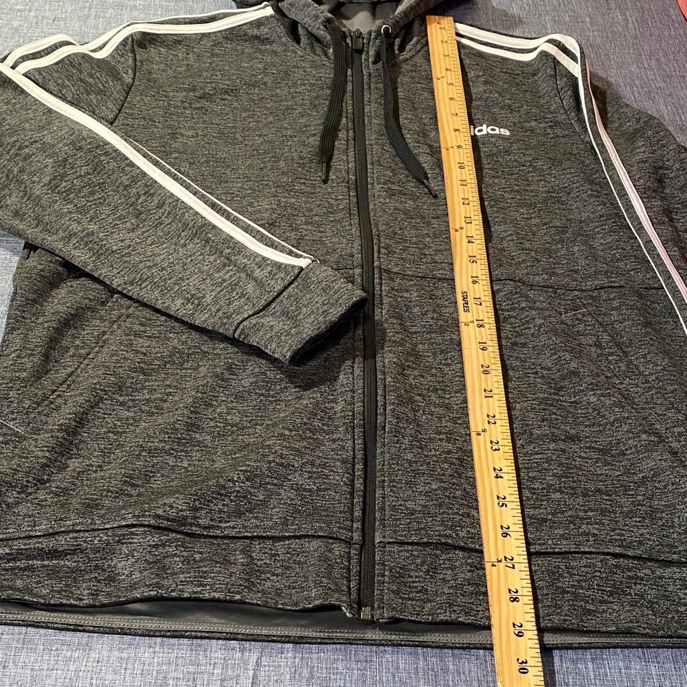 Adidas ClimaWarm Full-Zip Hoodie Men’s Large Gray Athletic 3-Stripes Sportswear - Picture 12 of 12